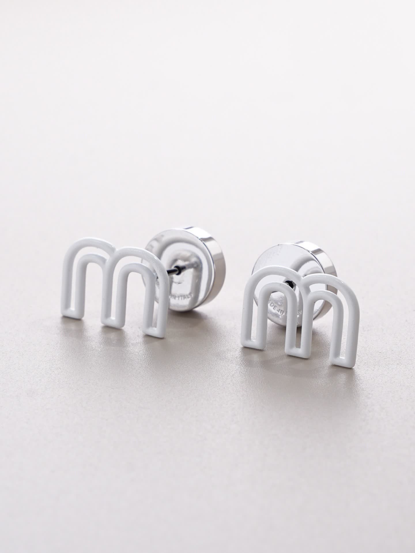Miu Miu Silver 'M' Stud Earrings